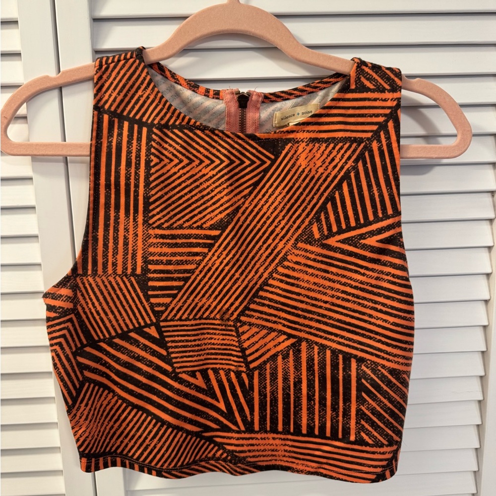 Geometric Pink and Black Women's Crop Top from Urban Outfitters